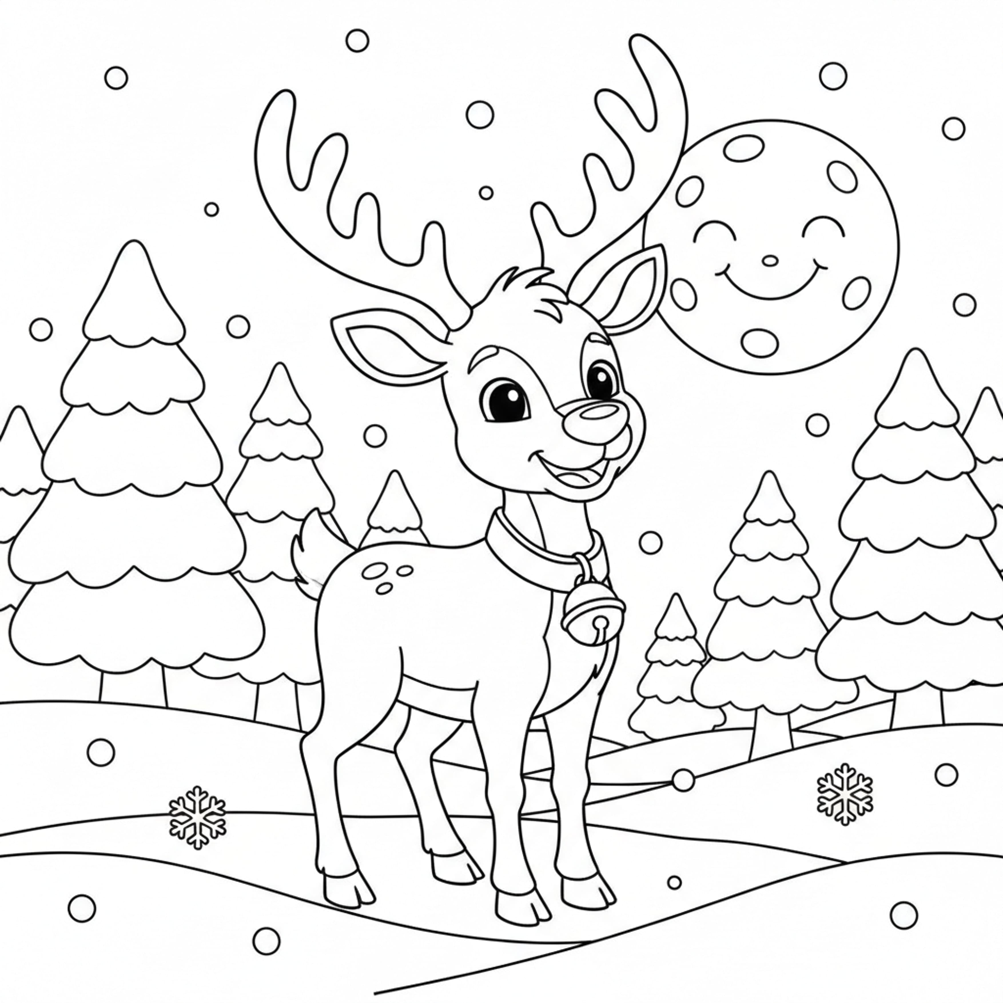 Friendly Reindeer - free printable coloring page