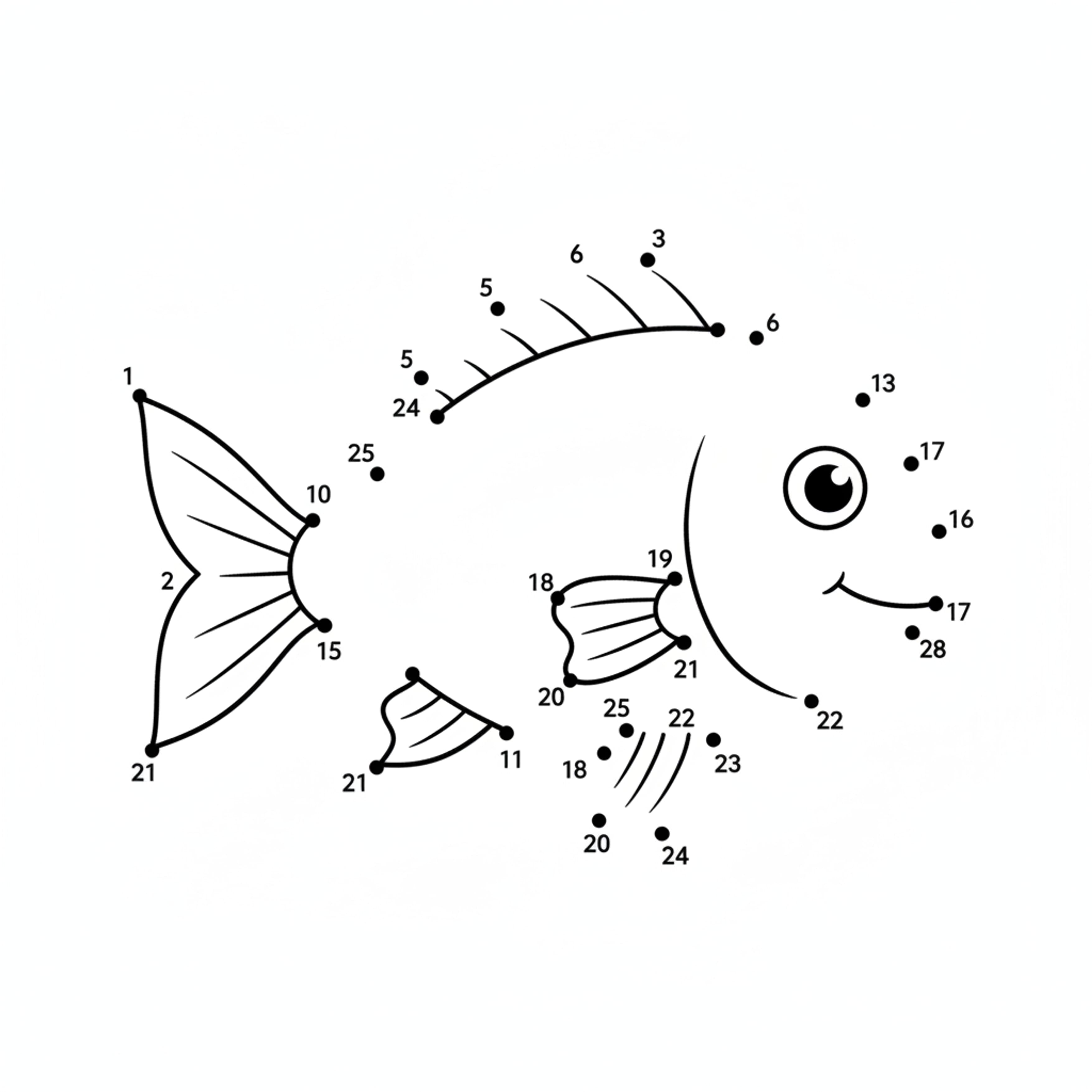 Dot to Dot Fish - free printable coloring page
