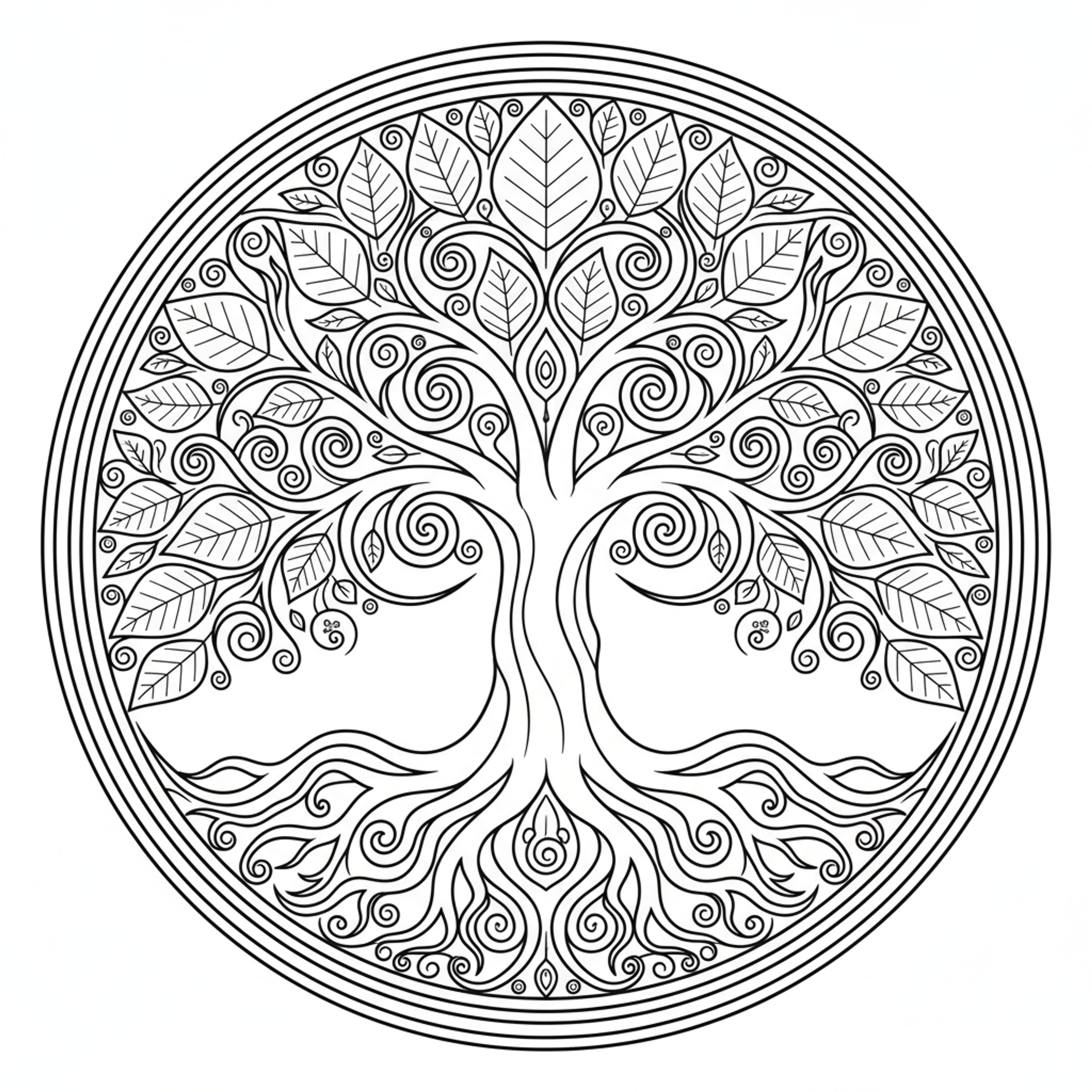 Tree of Life Mandala - free printable coloring page