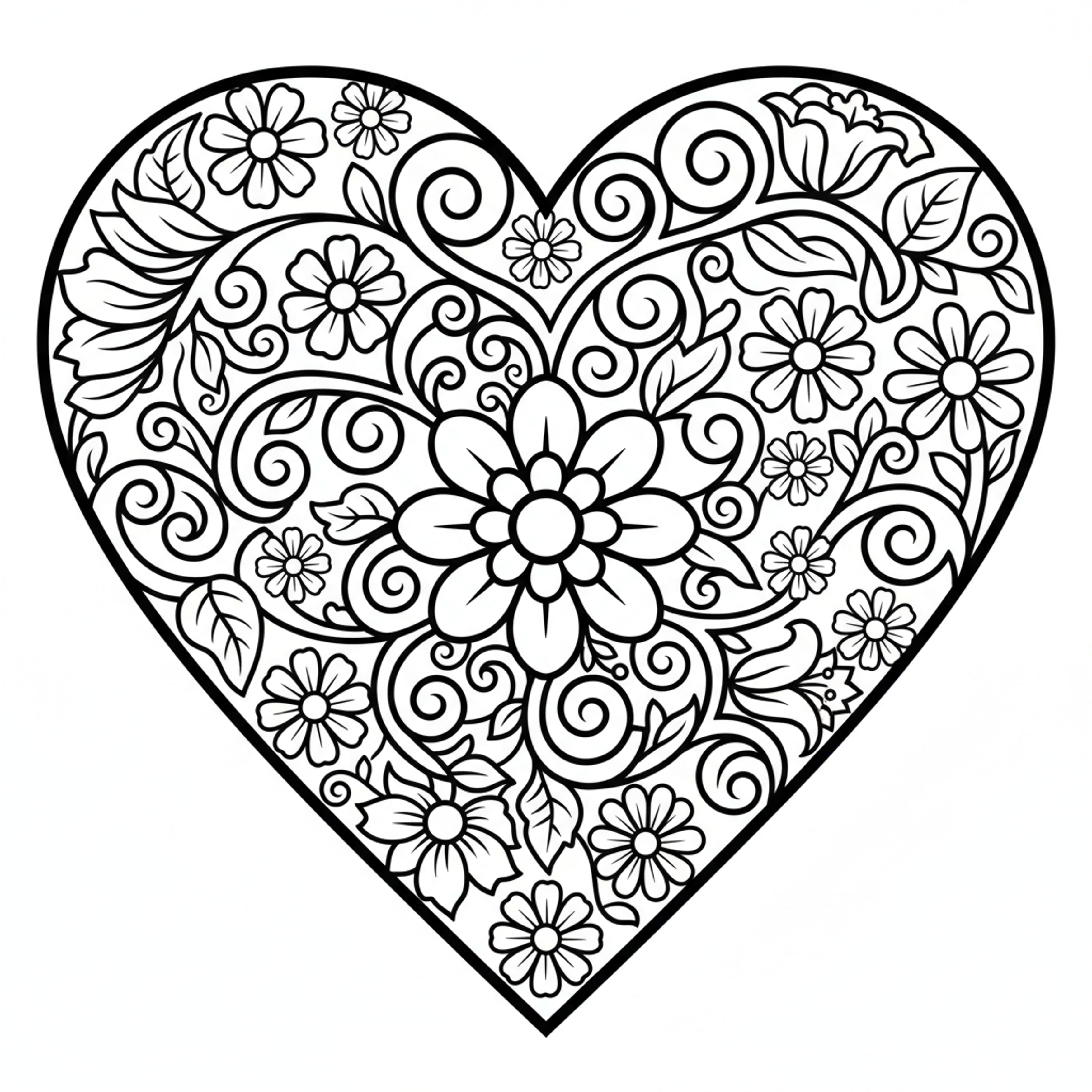 Heart Mandala - free printable coloring page