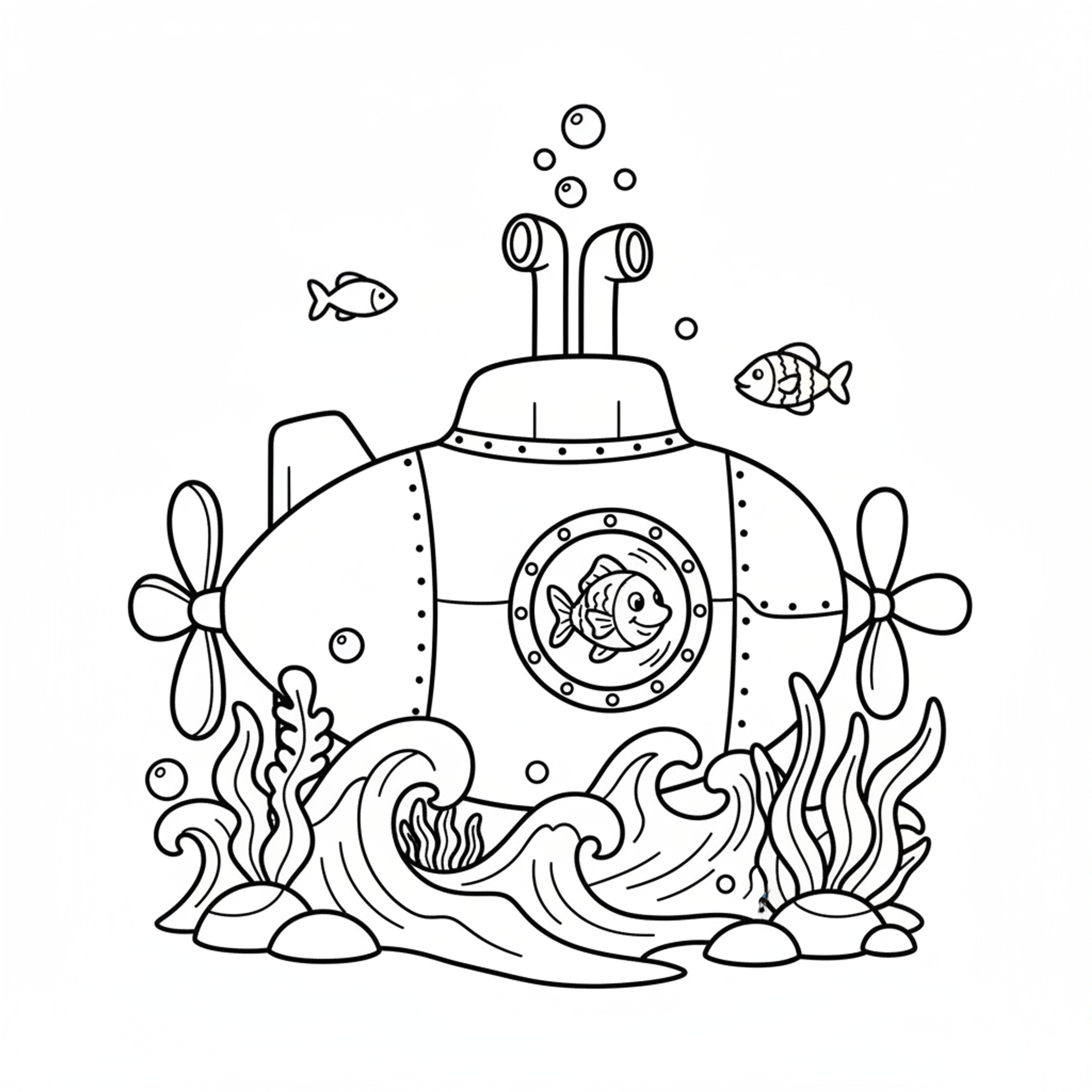 Yellow Submarine - free printable coloring page