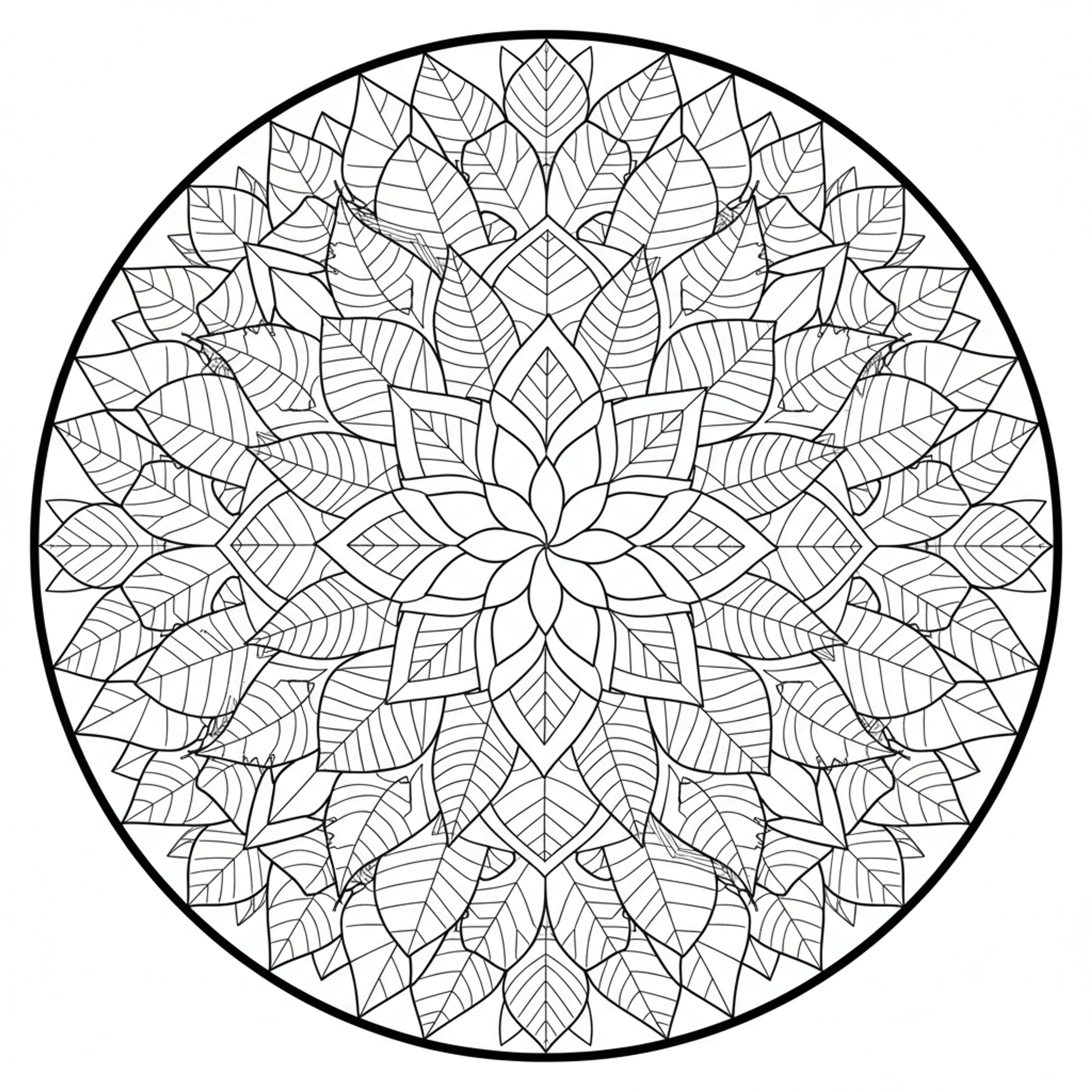 Leaf Mandala - free printable coloring page