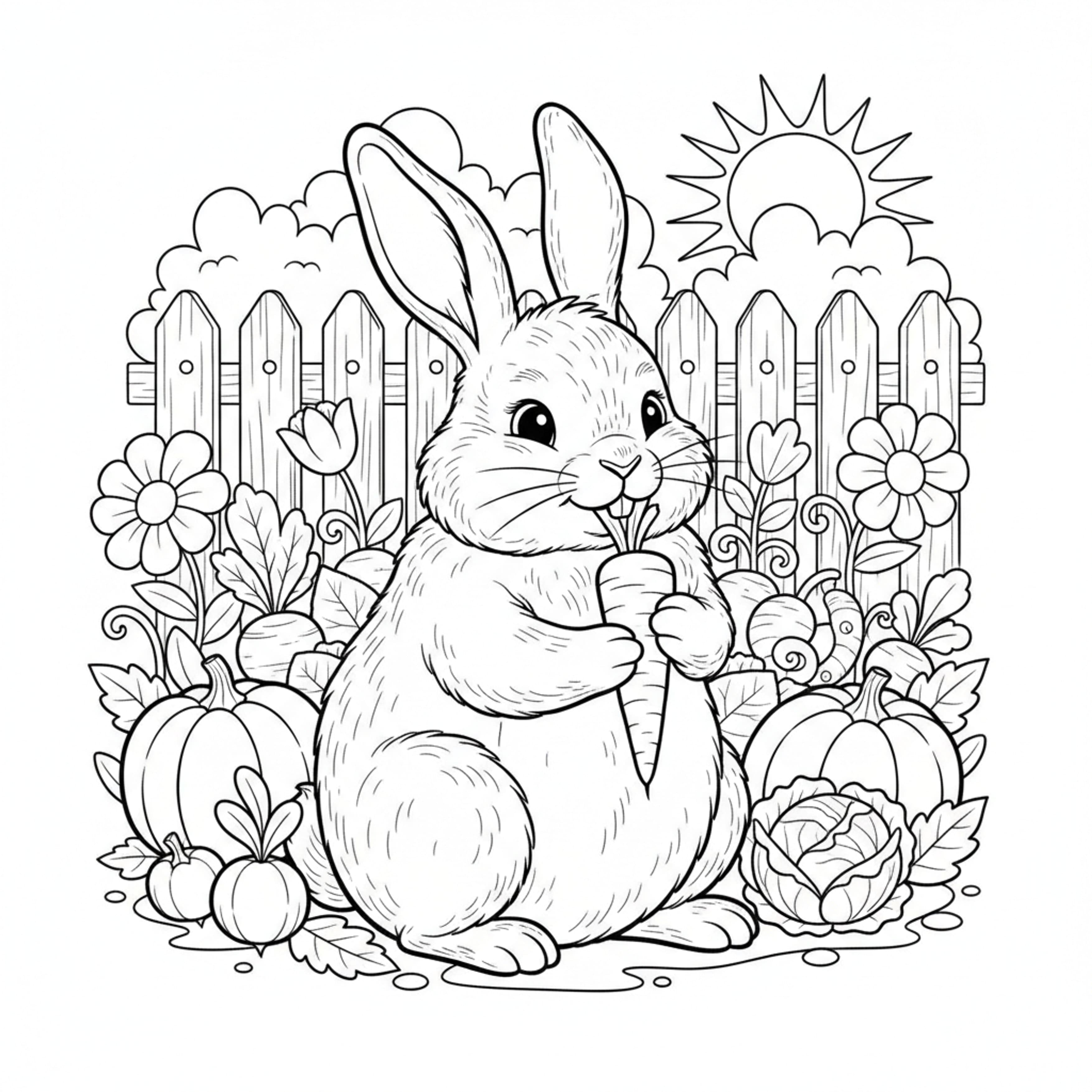 Snuggly Rabbit - free printable coloring page