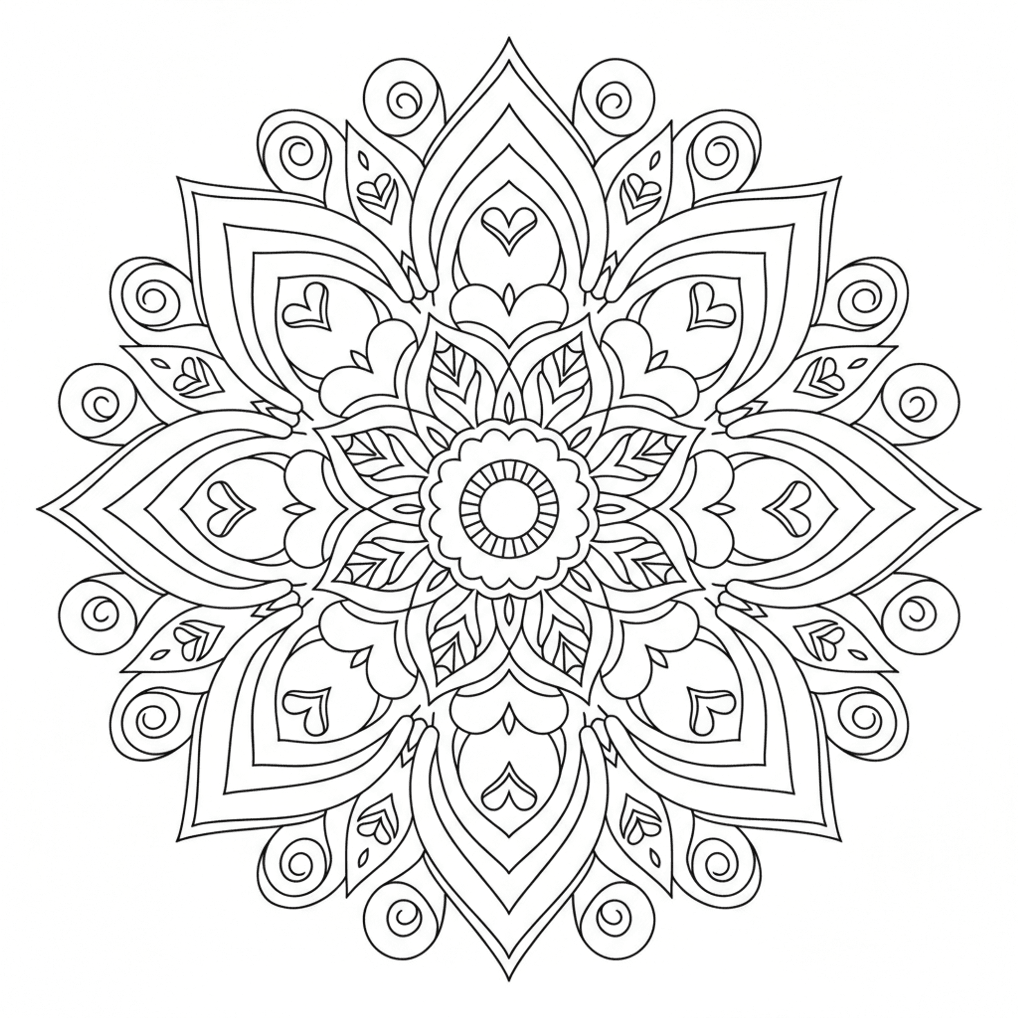 Simple Flower Mandala - free printable coloring page
