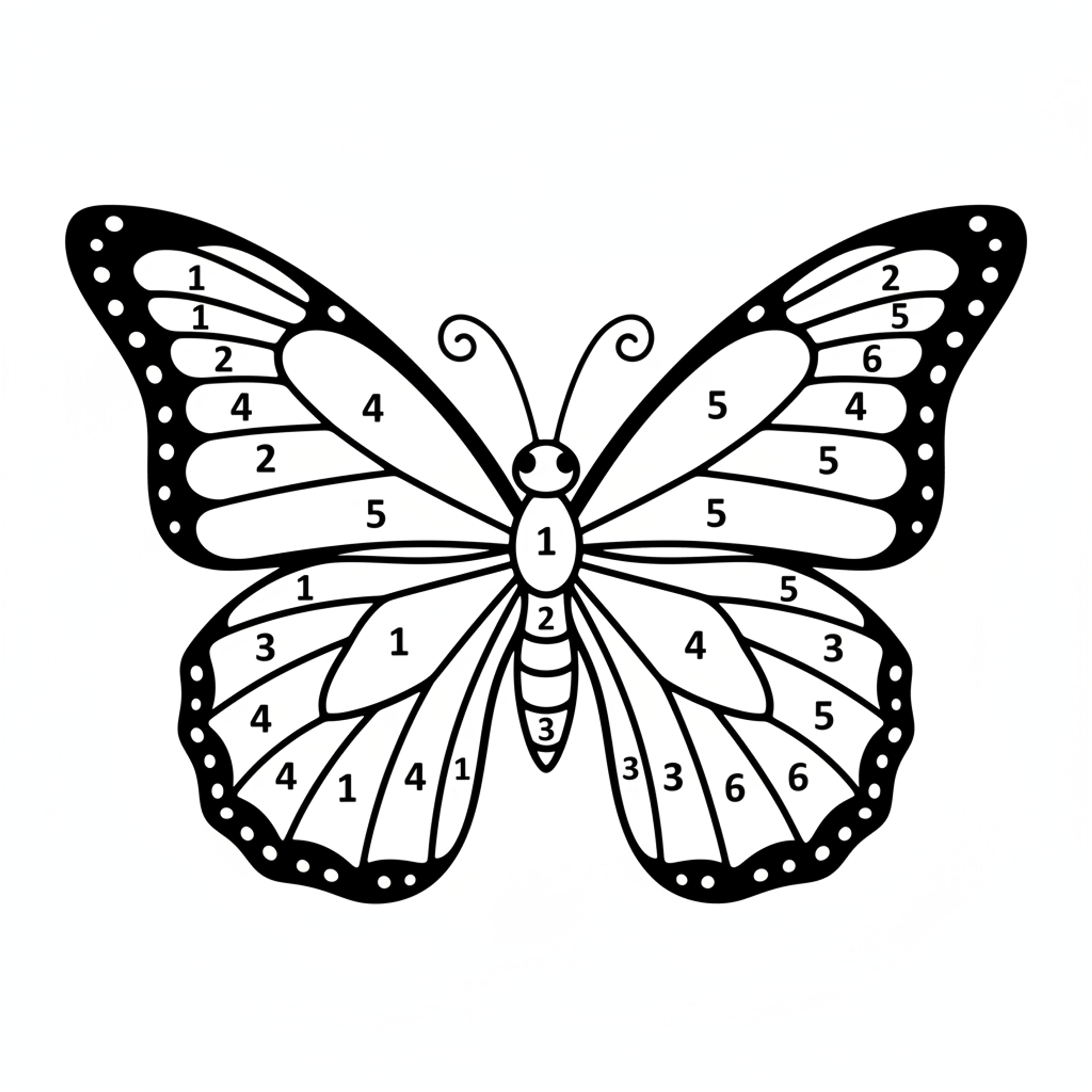 Color by Number Butterfly - free printable coloring page
