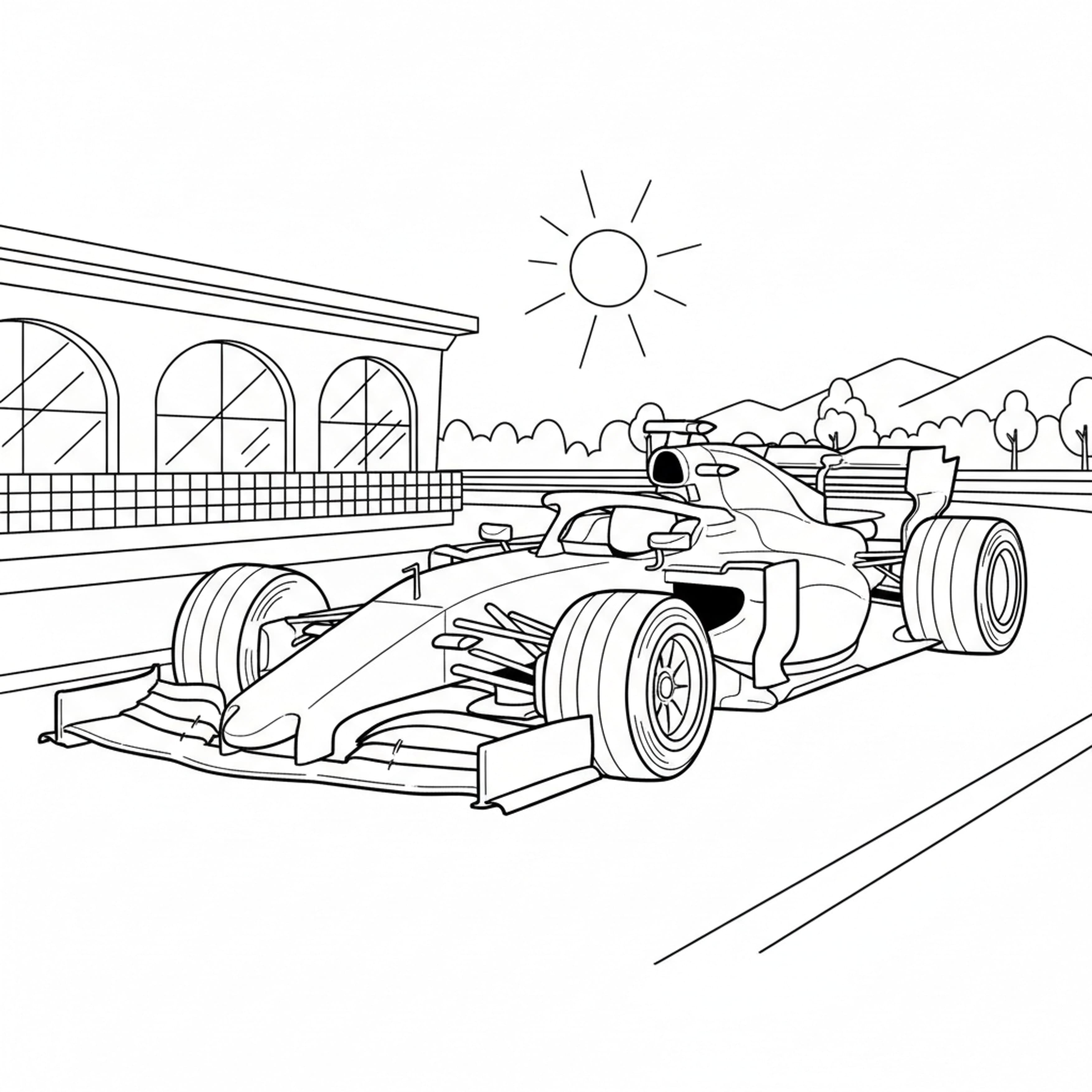 Race Car - free printable coloring page