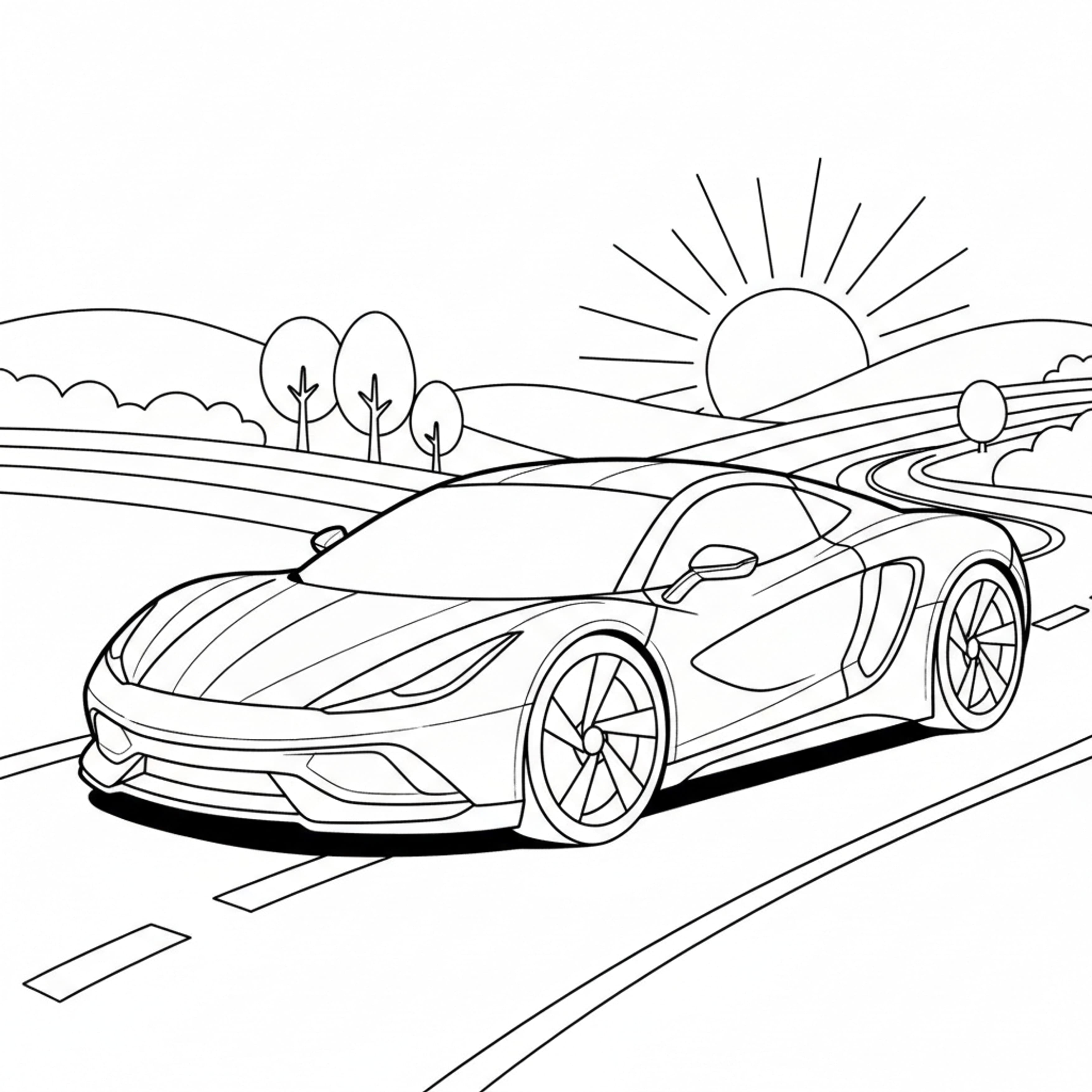 Sports Car - free printable coloring page