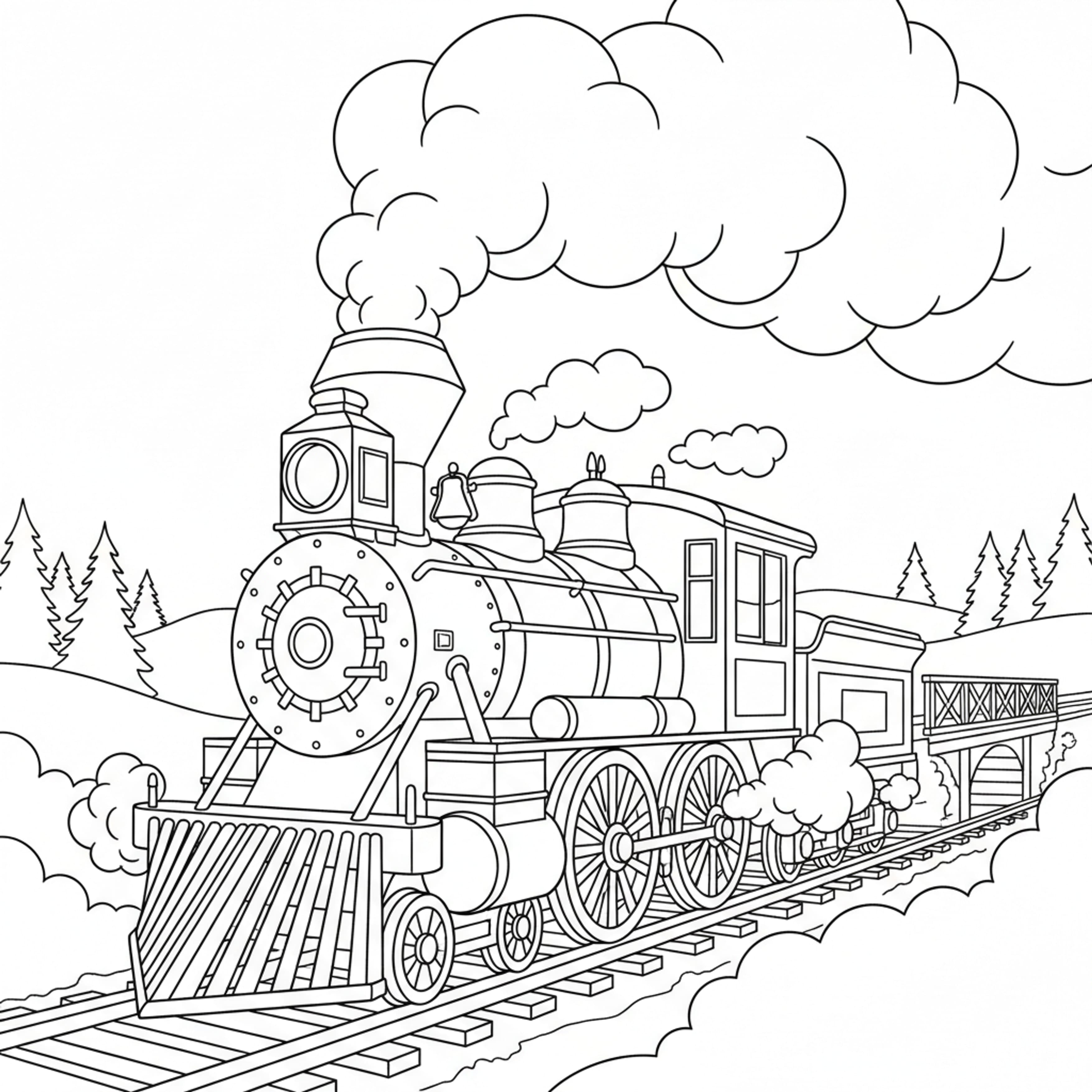 Steam Train - free printable coloring page
