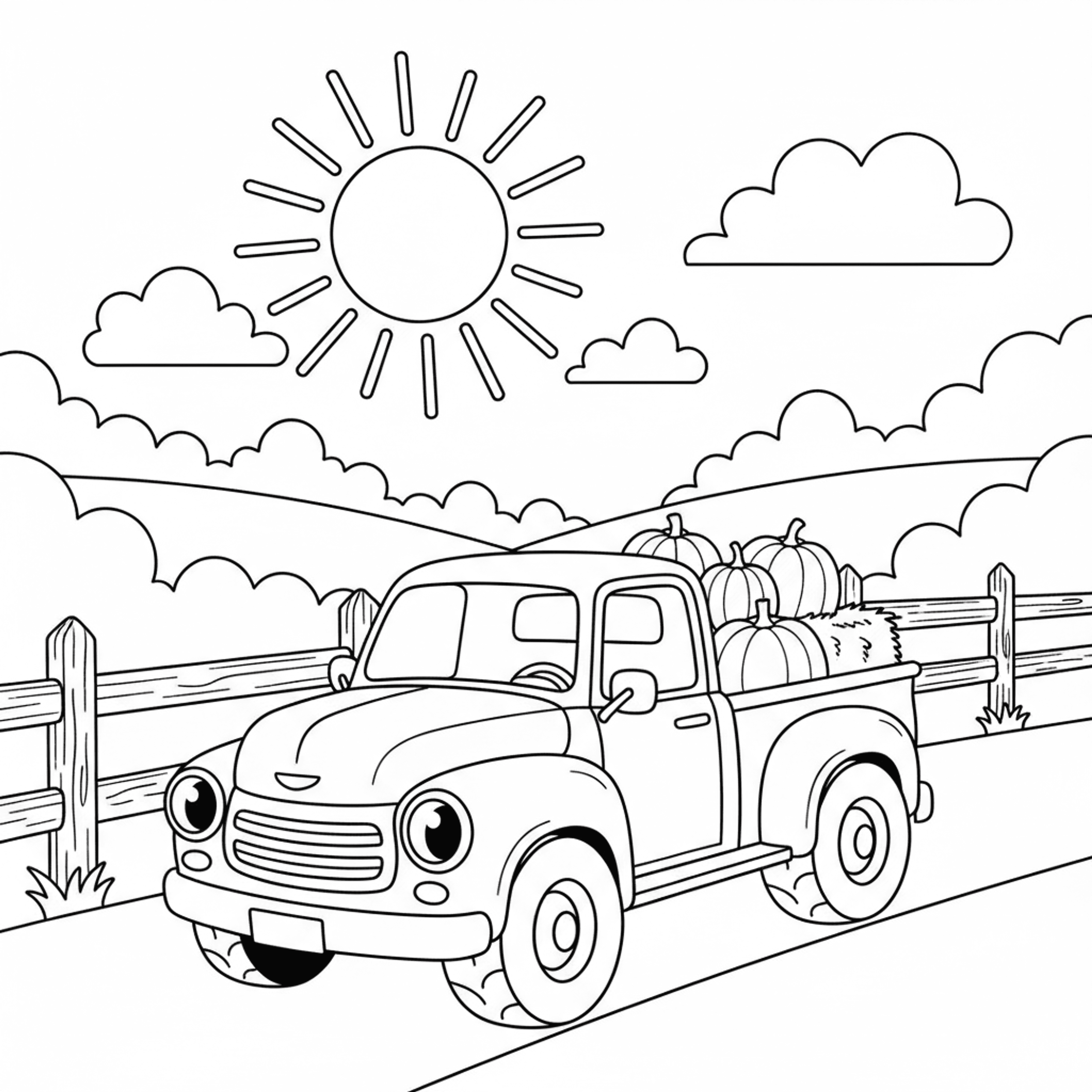 Bright Pickup Truck - free printable coloring page