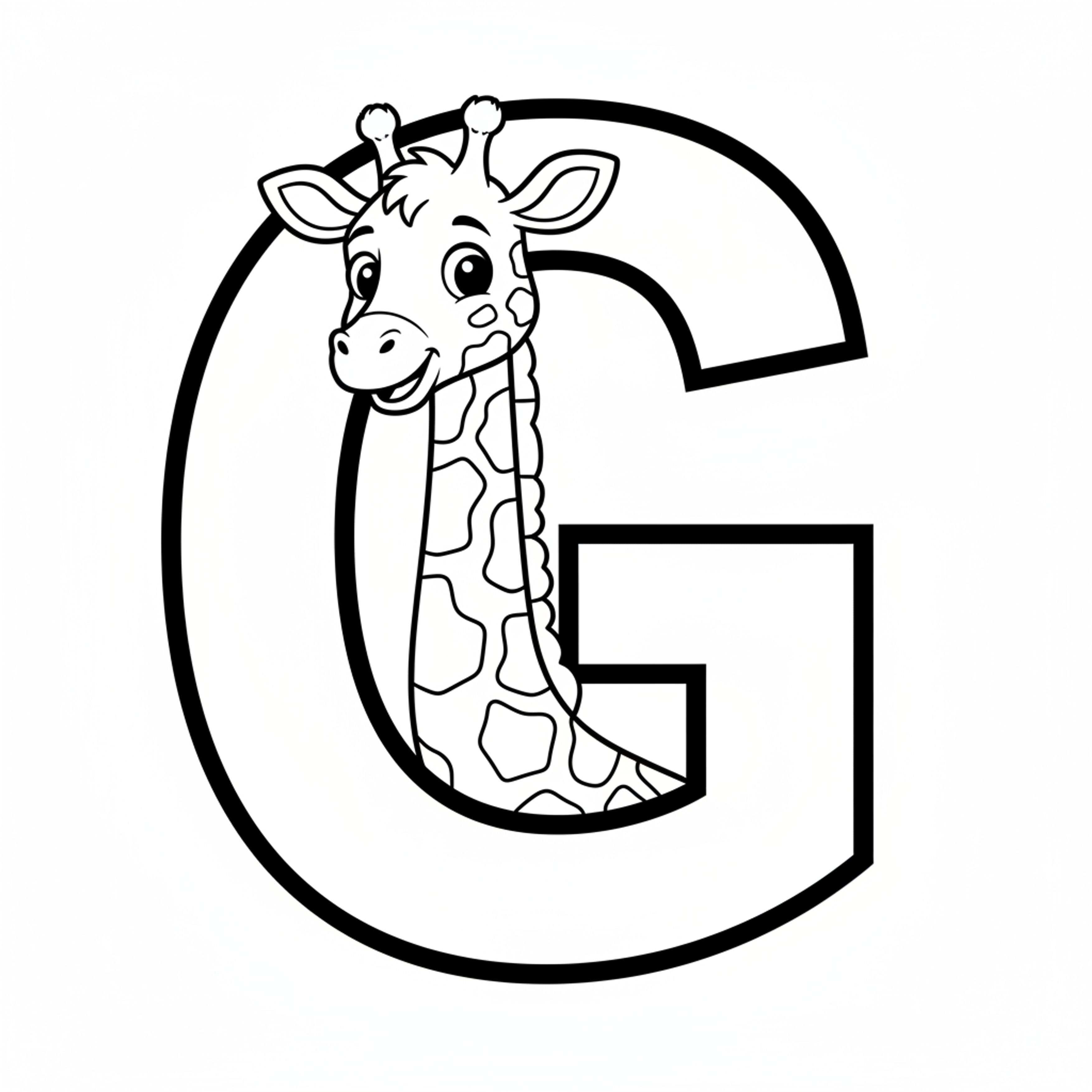 Letter G with Giraffe - free printable coloring page