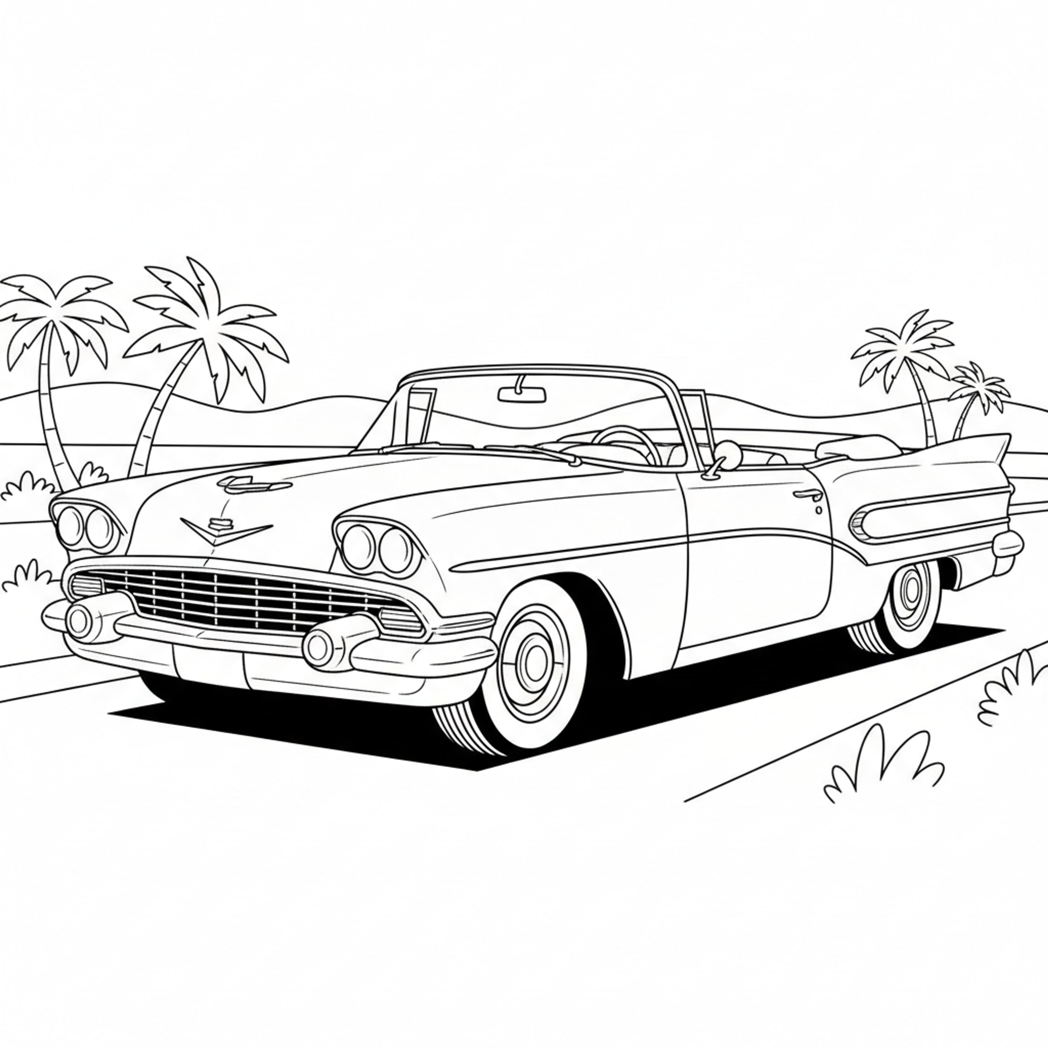 Vintage Convertible - free printable coloring page
