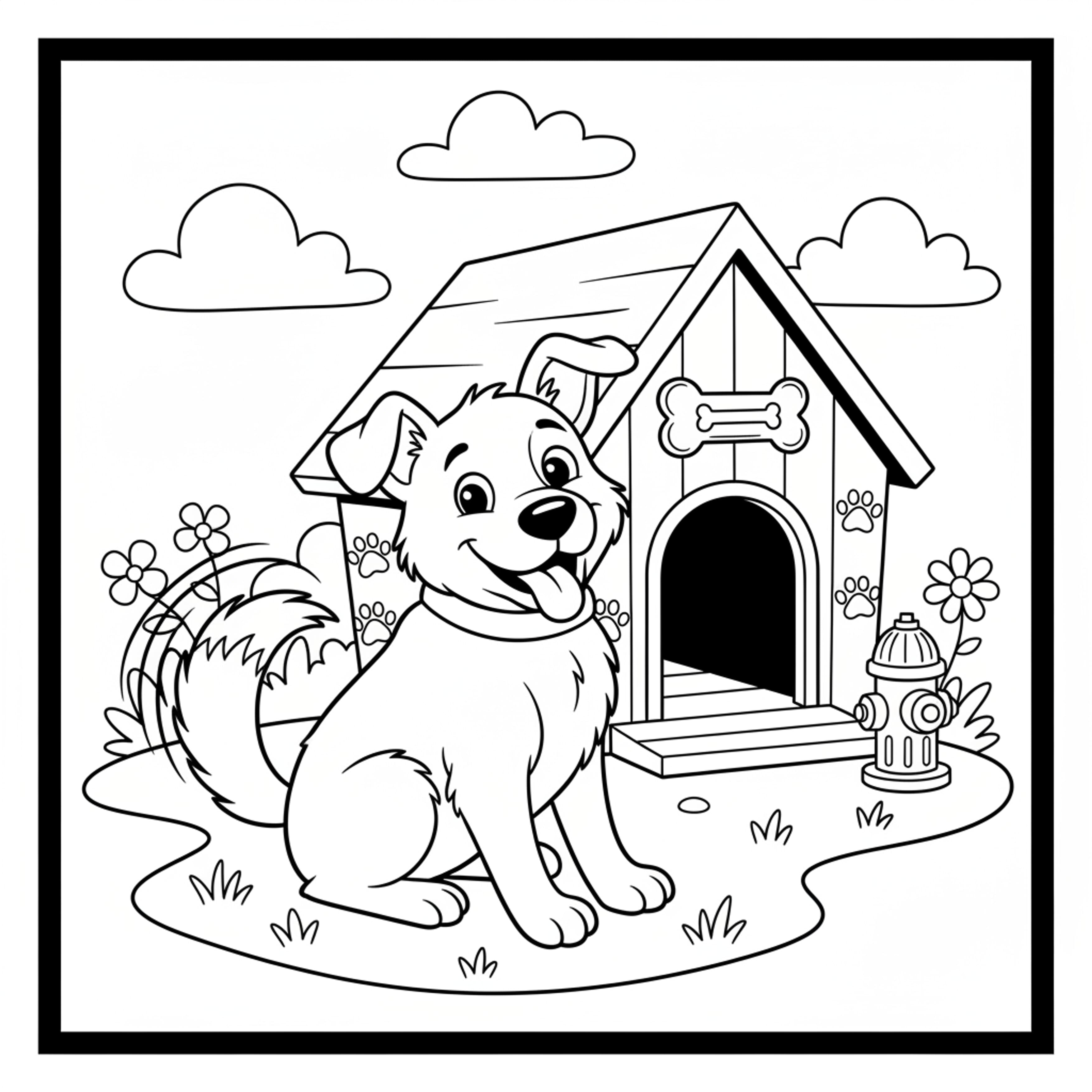 Friendly Dog - free printable coloring page