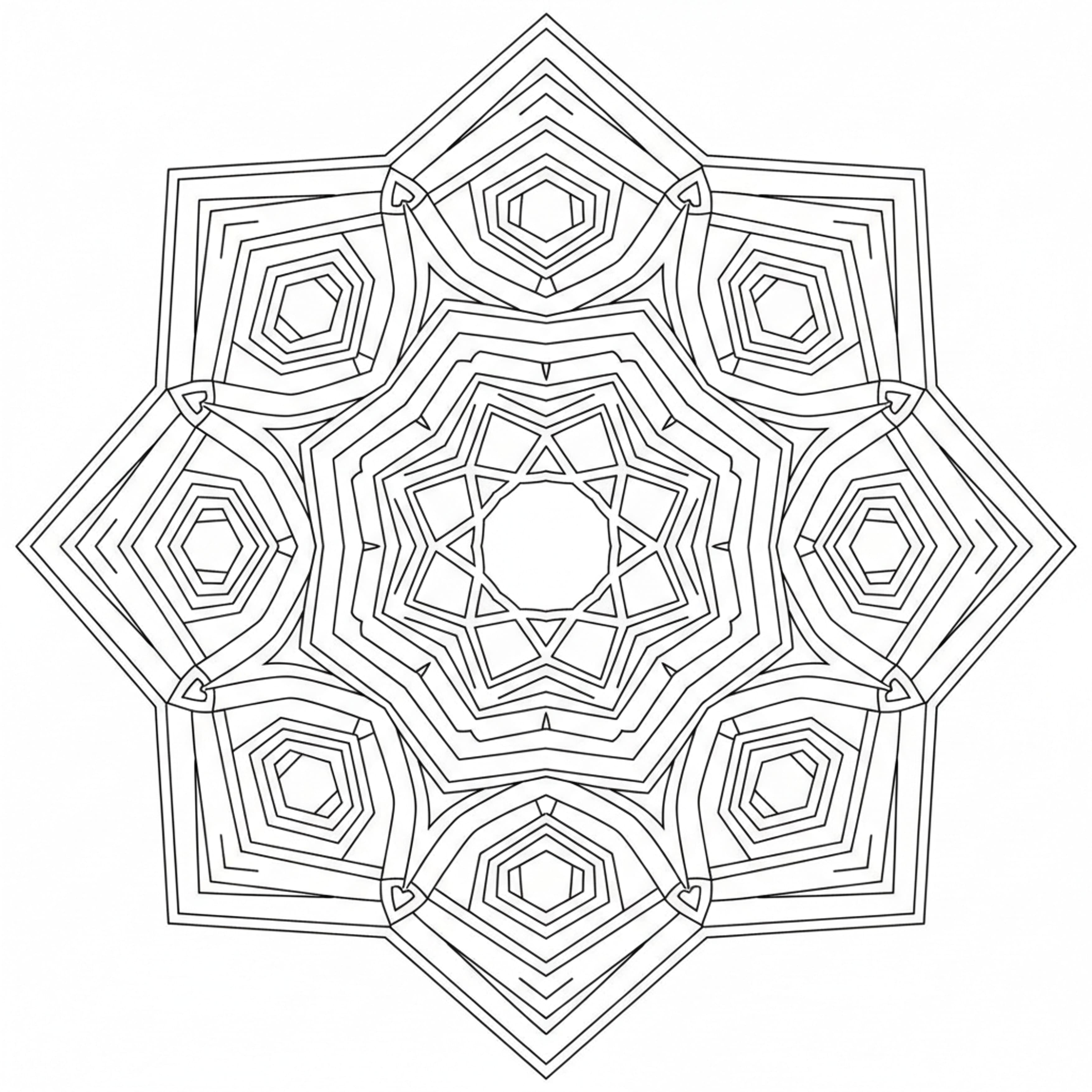 Six-Pointed Star Mandala - free printable coloring page