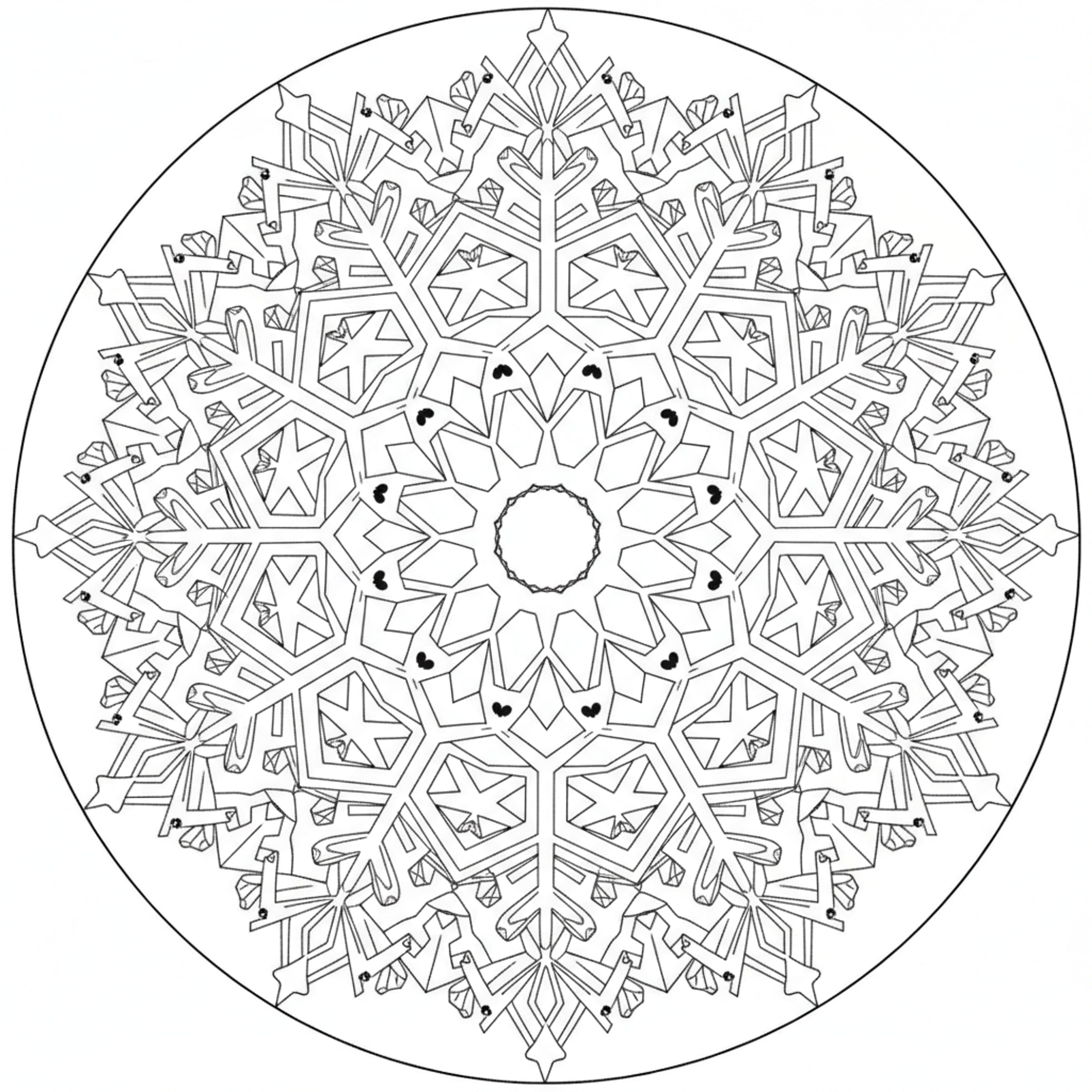 Snowflake Mandala - free printable coloring page